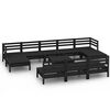 vidaXL 11 Piece Garden Lounge Set Black Solid Wood Pine