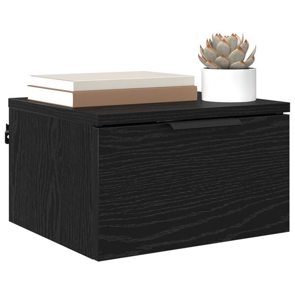 vidaXL Bedside Cabinet Black Oak 34 x 30 x 20 cm Engineered Wood