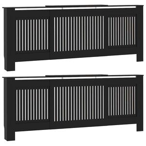 vidaXL Radiator Cover 2 pcs Black 205 x 20.5 x 81.5cm Engineered Wood