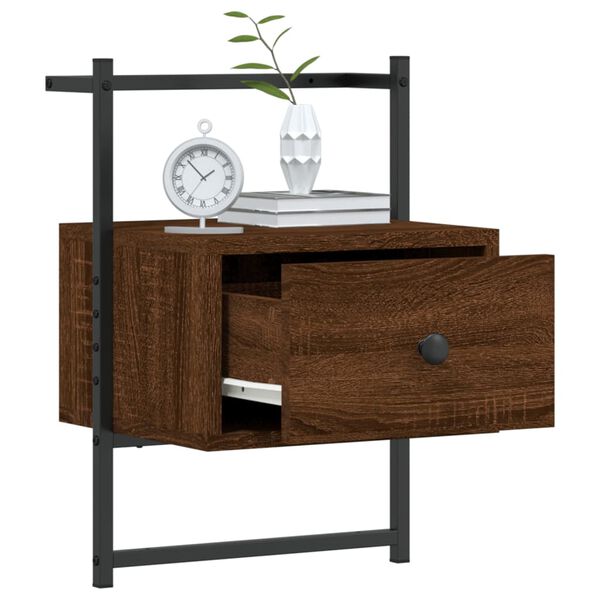 vidaXL Bedside Cabinet Wall-mounted Brown Oak 35x30x51 cm Engineered Wood