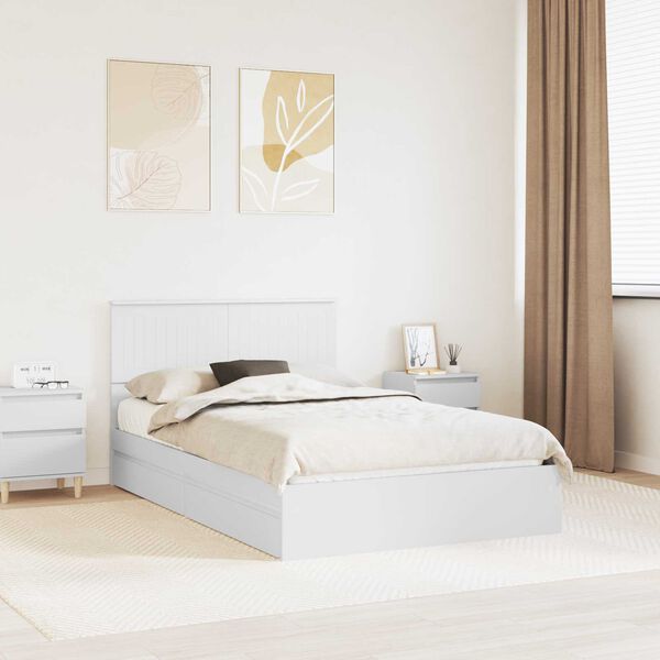 vidaXL Storage Bed with Headboard White 120 x 200 cm Engineered Wood
