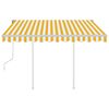 vidaXL Manual Retractable Awning with Posts 3.5x2.5 m Yellow and White