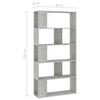 vidaXL Book Cabinet/Room Divider Concrete Grey 80x24x159 cm Engineered Wood