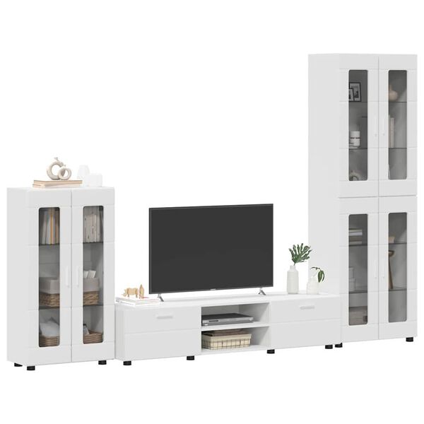 vidaXL TV Cabinet Set with Drawer FLORIN White Engineered Wood
