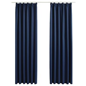 vidaXL Blackout Curtains with Hooks 2 pcs Blue 140x175 cm