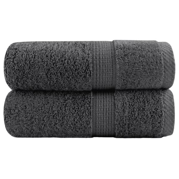 vidaXL Premium Guest Towels "SOLUND" 2 pcs Anthracite 30x50 cm 600 gsm