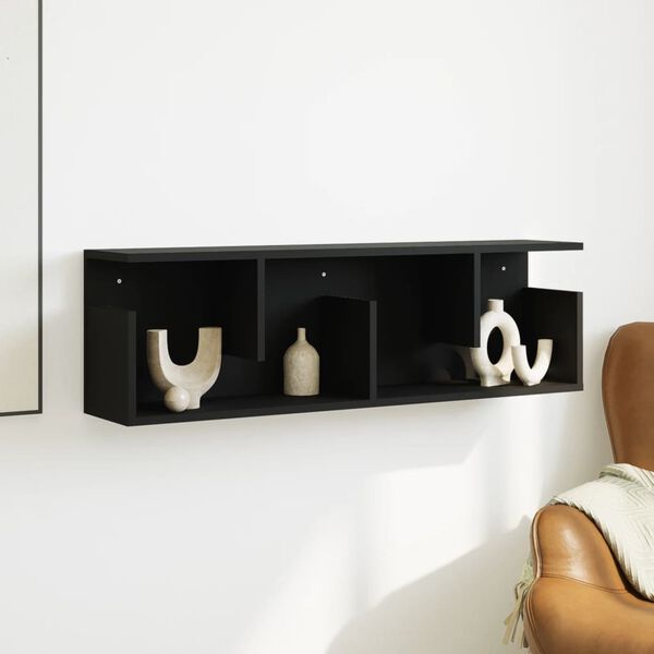 vidaXL Wall Cabinet 100x20x30 cm Black Engineered Wood