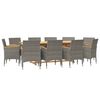 vidaXL 11 Piece Garden Dining Set with Cushions Grey