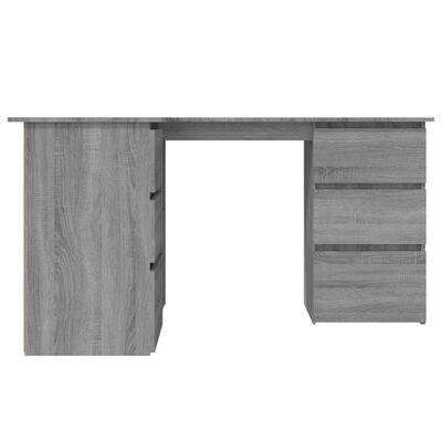 vidaXL Corner Desk Grey Sonoma 145x100x76 cm Engineered Wood