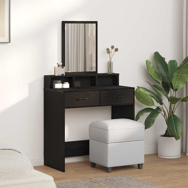 vidaXL Dressing Table Black Oak 79 x 41 x 140 cm Engineered Wood