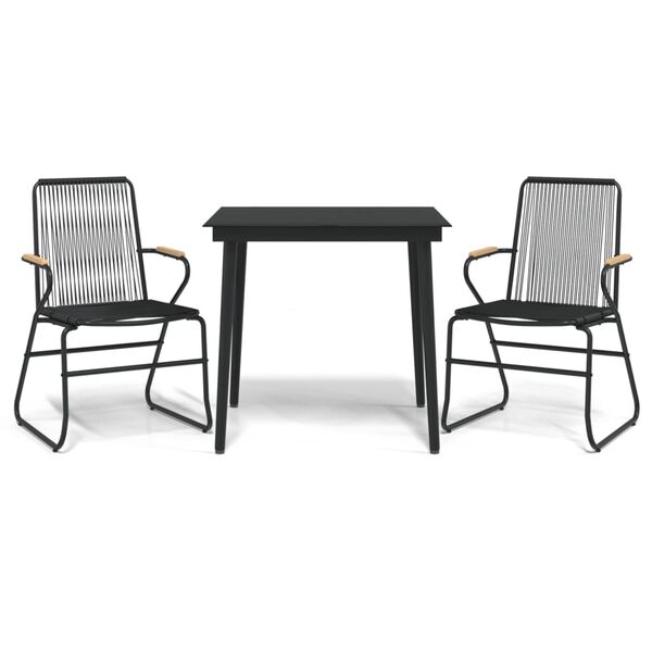 vidaXL 3 Piece Garden Dining Set Black PVC Rattan