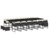vidaXL 17 Piece Garden Dining Set with Cushions Black Poly Rattan