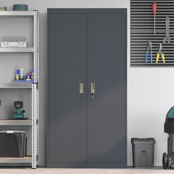 vidaXL Storage Cabinet 2 pcs Anthracite 90 x 40 x 180 cm Steel