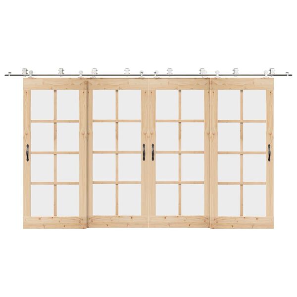 vidaXL Sliding Door Hardware Kit 400 cm Stainless Steel Silver