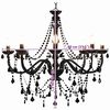 vidaXL Chandelier with Beads Black 8 x E14 Bulbs