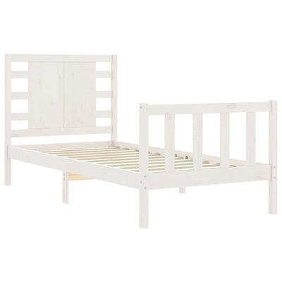 vidaXL Bed Frame with Headboard White Small Single Solid Wood | vidaXL.ie