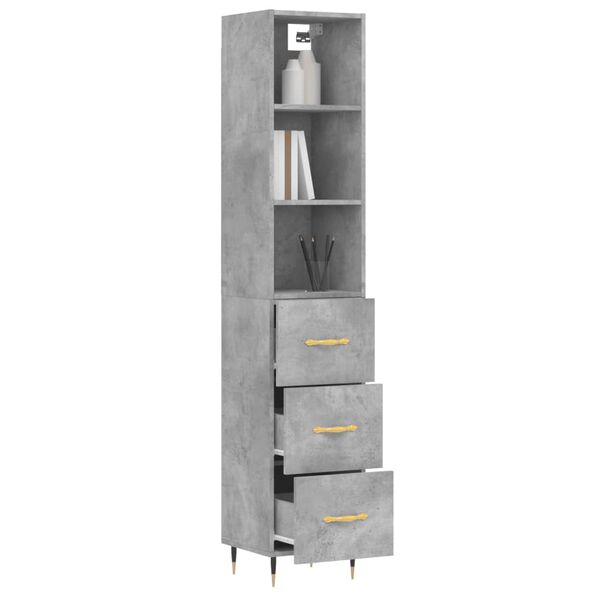 vidaXL Highboard Concrete Grey 34.5x34x180 cm Engineered Wood