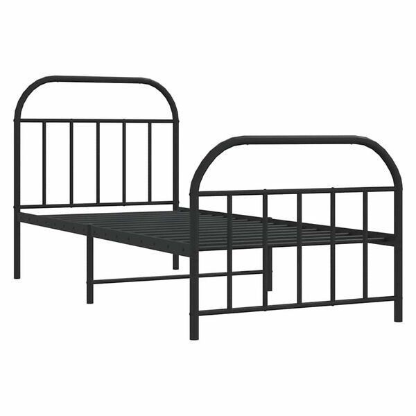 vidaXL Metal Bed Frame without Mattress with Footboard Black 90x200cm