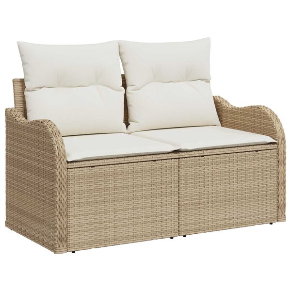 vidaXL Garden Sofa Beige 121 x 62 x 69cm Poly Rattan