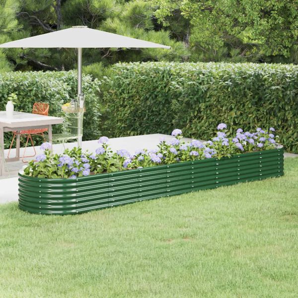 vidaXL Garden Raised Bed Galvanised Steel 368x80x36 cm Green