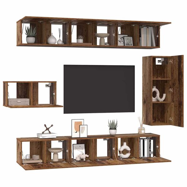 vidaXL TV Cabinet Set Wall-mounted 8 pcs Old Wood Engineered Wood