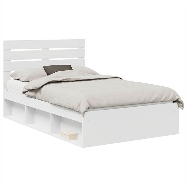 vidaXL Bed Frame with Headboard White 120 x 200 cm Solid Pine Wood