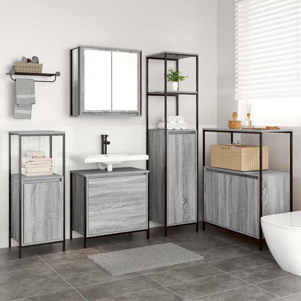 vidaXL 2 Piece Bathroom Furniture Set Grey Sonoma Engineered Wood