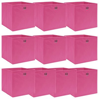vidaXL Storage Boxes 10 pcs Pink 32x32x32 cm Fabric