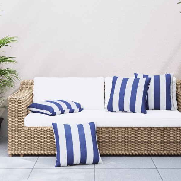 vidaXL Throw Pillows 4 pcs Blue&White Stripe 60x60 cm Fabric