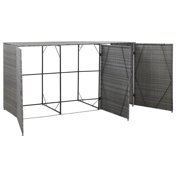 vidaXL Triple Wheelie Bin Shed Anthracite 229x78x120 cm Poly Rattan