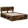 vidaXL Bed Frame Smoked Oak 140 x 190 cm Solid Pine Wood