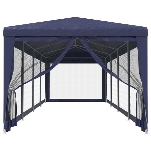 vidaXL Party Tent with 10 Mesh Sidewalls Blue 3x12 m HDPE