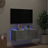 vidaXL TV Wall Cabinet with LED Lights Concrete Grey 80x35x31 cm