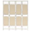 vidaXL 4-Panel Room Divider Cream 140x165 cm Fabric