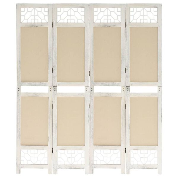 vidaXL 4-Panel Room Divider Cream 140x165 cm Fabric