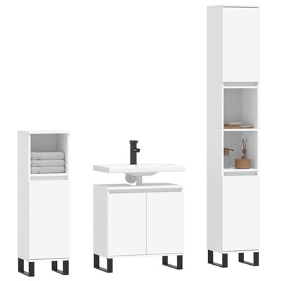 vidaXL 3 Piece Bathroom Cabinet Set White Engineered Wood