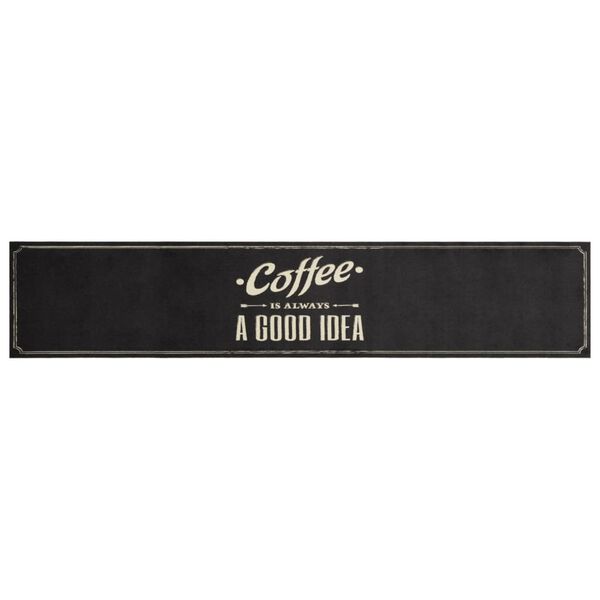 vidaXL Kitchen Rug Washable Coffee Text 60x300 cm Velvet