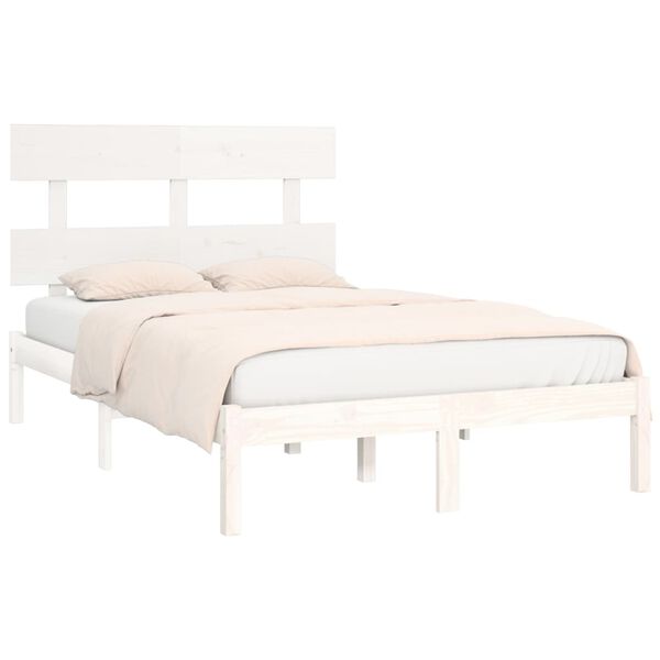 vidaXL Bed Frame without Mattress White 120x190 cm Small Double Solid Wood