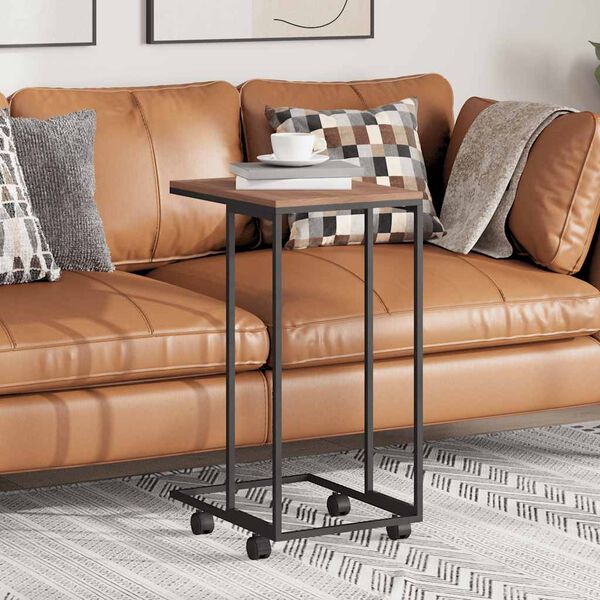 vidaXL Side Table with Wheels Black 40x30x63.5 cm Engineered Wood