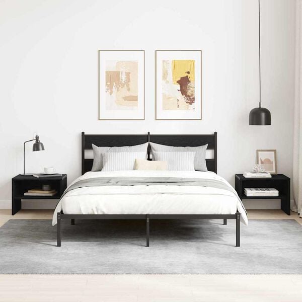 vidaXL Bedside Cabinet Black oak 40 x 40 x 30 cm Engineered wood