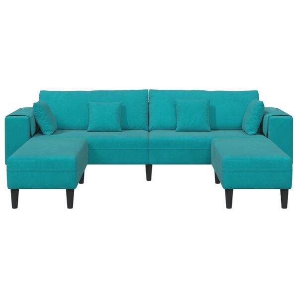 vidaXL Sofa with Cushion 3 pcs Turquoise Velvet