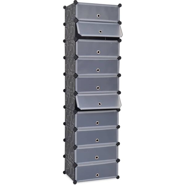 vidaXL Interlocking Shoe Organiser with 10 Compartments Black