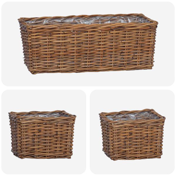 vidaXL Planter Basket with Storage 3 pcs Brown