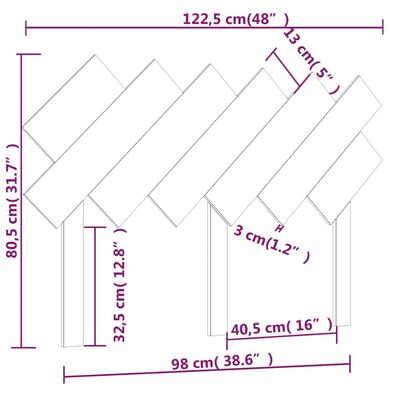 vidaXL Bed Headboard White 122.5x3x80.5 cm Solid Wood Pine