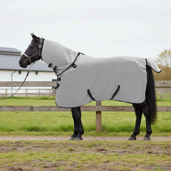 vidaXL Horse Blanket Full Light Grey and Pink Polyester