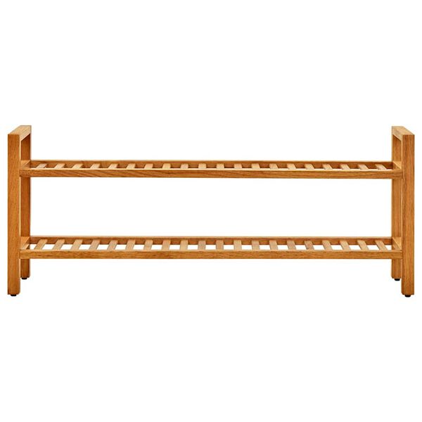 vidaXL Shoe Rack with 2 Shelves 100x27x40 cm Solid Oak Wood