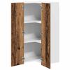 vidaXL Hanging Cabinet with Door Old Wood and White 57 x 57 x 100 cm