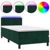 vidaXL Box Spring Bed with Mattress&LED Dark Green 80x200cm Velvet