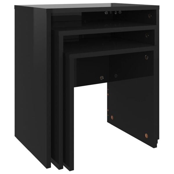 vidaXL Nesting Coffee Tables 3 pcs High Gloss Black Engineered Wood
