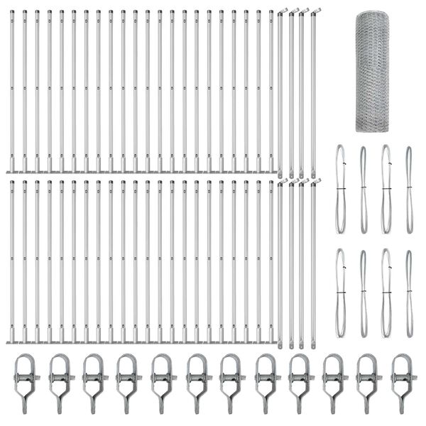 vidaXL Fence with Posts Silver 0.6 x 100 m PVC-coated steel